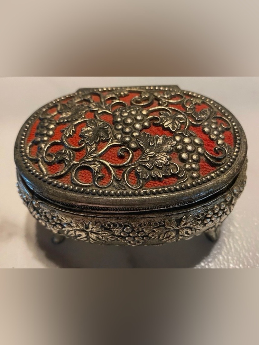 Vintage hallmarked Japan footed trinket box-jewelry casket